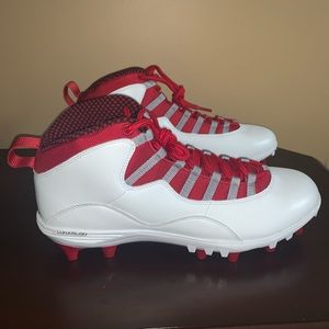 Air Jordan 10 TD Mid Football Cleats Red Men Sz 13